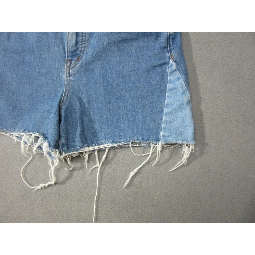 Madewell Shorts Womens 27 Blue Denim Patchwork Frayed Raw Hem High Rise Festival